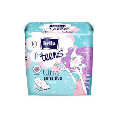 Прокладки впитывающие BELLA For Teens 10шт Sensitive супертонкие с крылышками, толщина 2мм для подростков