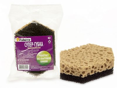 Губки для посуды PATERRA 1шт 12*8*3,5см Супер-губка универсальная