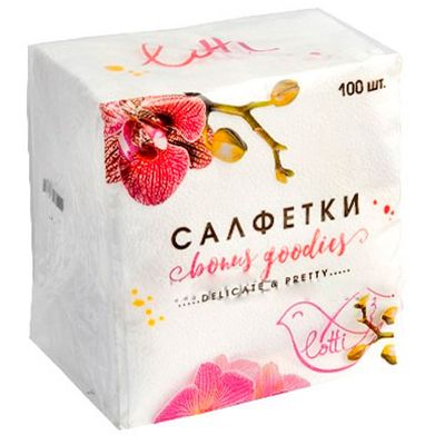 Бумажные салфетки ПЭ 100 1сл 24*24 белые однотонные