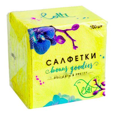 Бумажные салфетки ПЭ 100 1сл 24*24 желтые однотонные