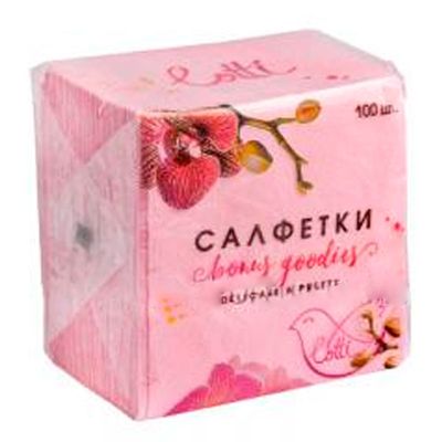 Бумажные салфетки ПЭ 100 1сл 24*24 розовые однотонные