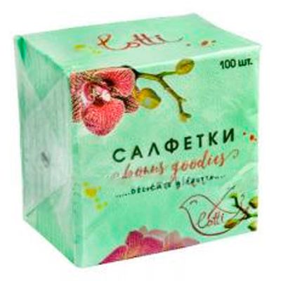 Бумажные салфетки ПЭ 100 1сл 24*24 зеленые однотонные