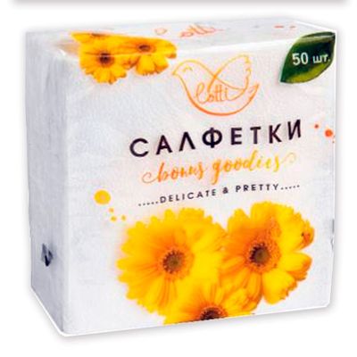 Бумажные салфетки LOTTI ПП 50 1сл 24*24 белые однотонные