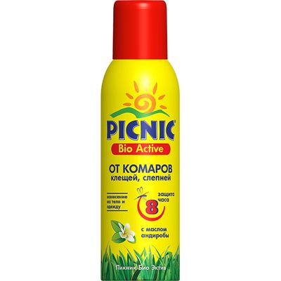 Средство от летающих PICNIC Bio Active 125см3 аэрозоль от комаров и клещей