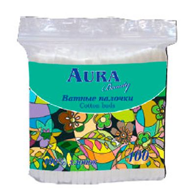 Ватные палочки AURA 100шт п/э пакет *120