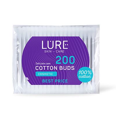 Ватные палочки LURE 200шт п/э пакет 48