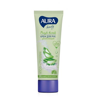 Крем для рук AURA BEAUTY 75мл Увлажняющий с глецерином и экстрактом алоэ