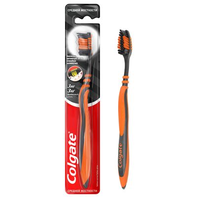 Зубная щетка COLGATE Zig Zag с древесным углем