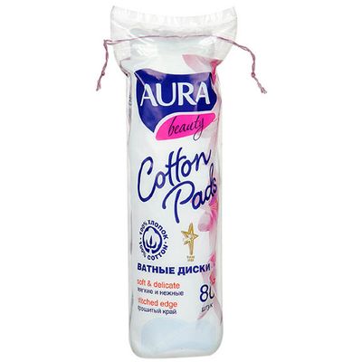 Ватные диски AURA BEAUTY 80шт c веревочкой/35