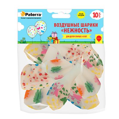 Товары для праздника PATERRA Воздуш. шарики НЕЖНОСТЬ 30 см, прозрачные, 10 шт.в упак/40