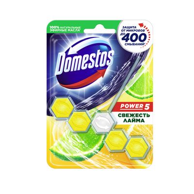 Средство для санузлов DOMESTOS/ДОМЕСТОС 9х55г свежесть Лайма