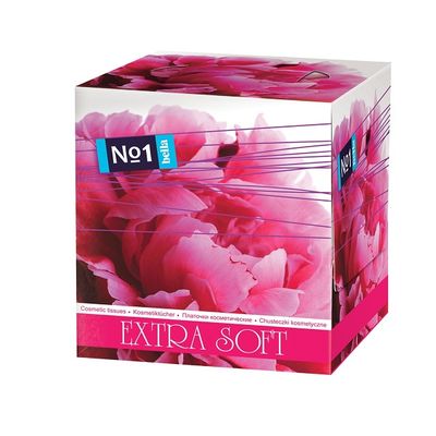 Платочки косметические BELLA №1 80шт Двухслойные Extra soft пиония куб