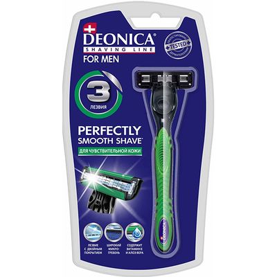 DEONICA 3 лезвия FOR MEN Бритва безопасная со сменной кассетой