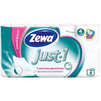 Туалетная бумага ZEWA Just 1 8шт 4сл NEW