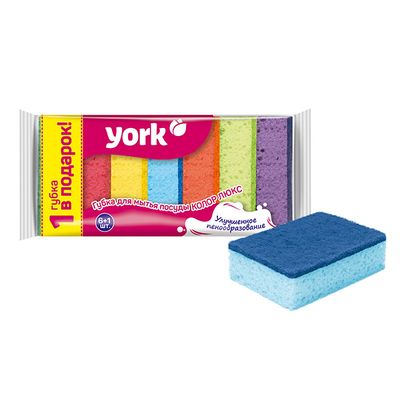 Под заказ YORK Губка для мытья посуды Колор ЛЮКС 6+1 шт.