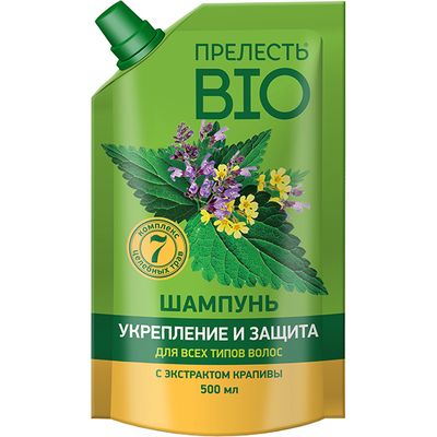 Шампунь для волос ПРЕЛЕСТЬ БИО 500мл Укрепление и Защита для всех типов волос дой пак