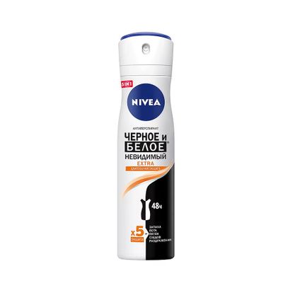 Дезодорант для тела NIVEA 150мл спрей Черное и Белое. Невидимый Extra*6