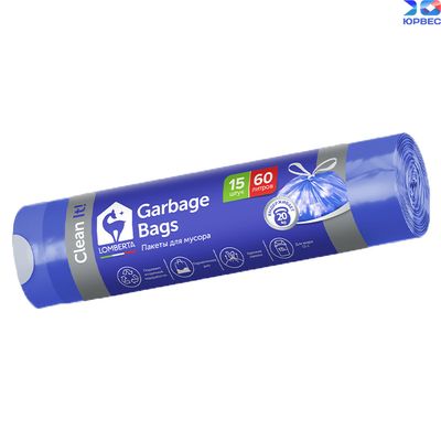 Пакеты для мусора LOMBERTA 15шт 60л с затяжкой NEW (шоу-бокс)