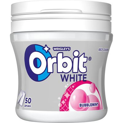 Жевательная резинка Orbit White Bubblemint без сахара, банка 68 г