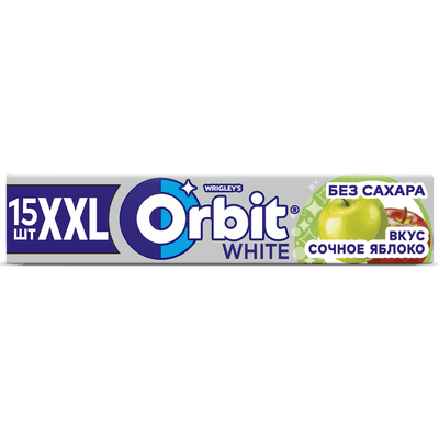 Жевательная резинка Orbit White XXL Сочное яблоко без сахара, 20,4 г