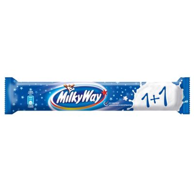 Шоколадный батончик Milky Way 1+1 с нежным суфле, 52 г