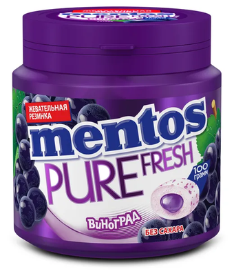 Жевательная резинка Mentos Pure Fresh Виноград, банка, 100г