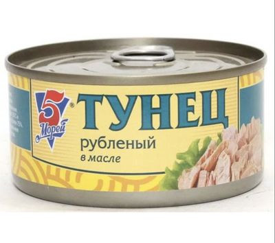 5 Морей Тунец рубленый в масле 185гр.*24 ключ