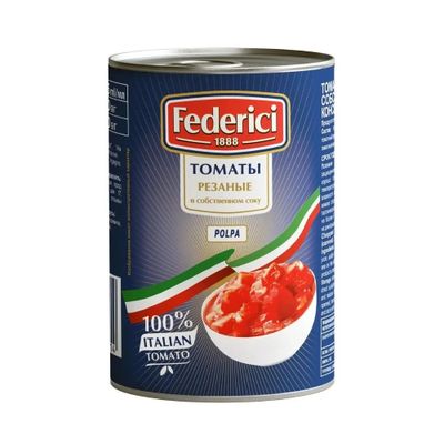 FEDERICI Томаты резаные в с/с 425гр *12 ж/б ключ