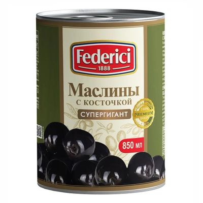 FEDERICI Маслины Супергигант с/к 820гр.*6 ж/б