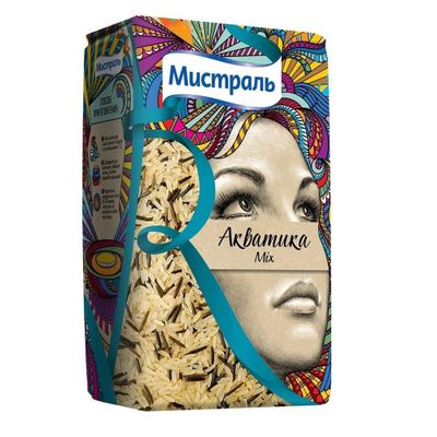 Смесь риса Мистраль пропаренного, длиннозерного и дикого Акватика Mix, 500 г