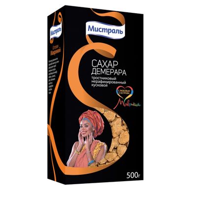 Мистраль Сахар Демерара трост. нераф. Кусковой 500гр.*12