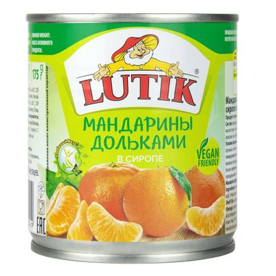 LUTIK Мандарины дольками в сиропе 314мл.*12 ж/б