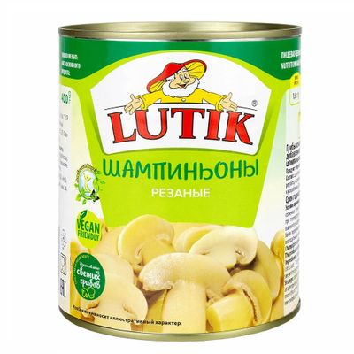 LUTIK Шампиньоны резаные 850мл.*12 ж/б