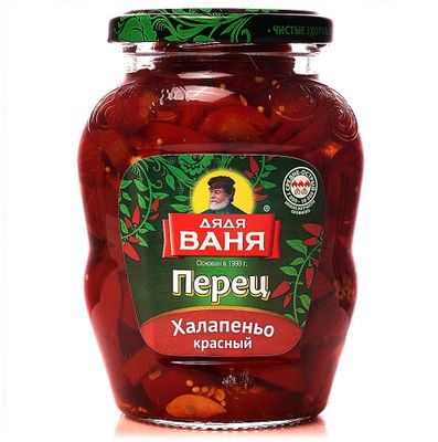 Дядя Ваня Перец Халапеньо КРАСНЫЙ (нарезанный) 350гр.*12 с/б