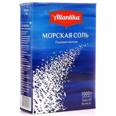 Соль морская Атлантика  мелкая 1кг*15 к/п