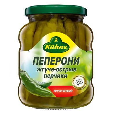 KUHNE Перчики Пеперони жгуче-острые 300гр *10