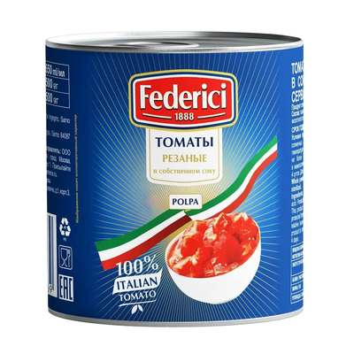 FEDERICI Томаты резаные в с/с 2650мл *6 ж/б