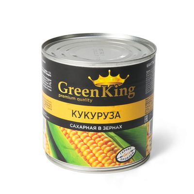 Кукуруза Green King сахарная в зернах стерилиз. ж/б 2650 мл (сухой вес 1850 г), Китай