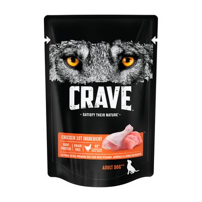 Корм консервированный полнорационный CRAVE для взрослых собак всех пород с курицей, 85г