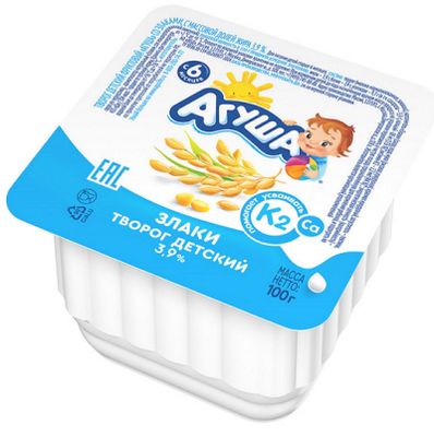 Творог фрукт. Агуша 100г 3,9% Злаки (с 6 мес)