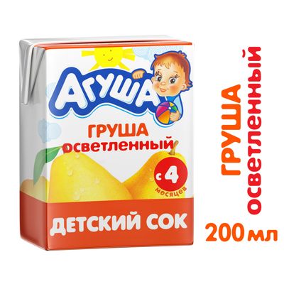 Сок осветленный Агуша Груша, 200мл