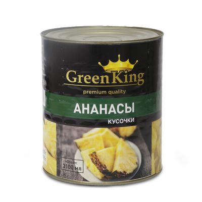 Ананасы кусочки Green King в легком сиропе 3100 мл