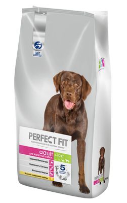Сухой корм PERFECT FIT для собак средних и крупных пород старше года, с курицей, 14,5кг