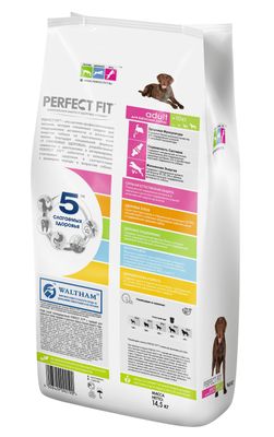 Сухой корм PERFECT FIT для собак средних и крупных пород старше года, с курицей, 14,5кг