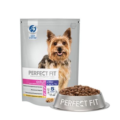 Сухой корм PERFECT FIT для собак мелких и миниатюрных пород старше года, с курицей, 500г