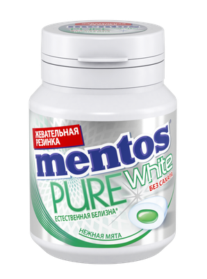 Жевательная резинка Mentos Pure White Нежная мята, 54г