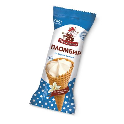 Мороженое ПЕСТРАВКА рожок ваниль 18*120г (Р28)