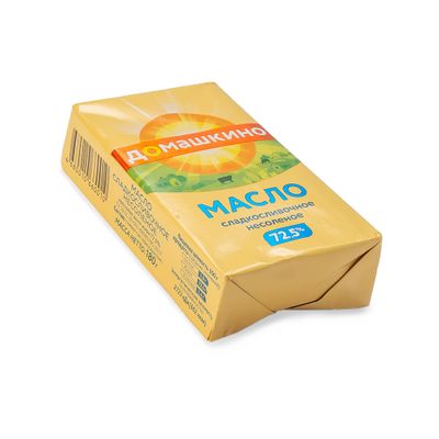 Масло Село Домашкино сладкосливочное несолёное 72,5% фольга 180 г
