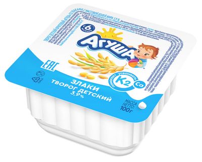 Творог фрукт. Агуша 100г 3,9% Злаки (с 6 мес)