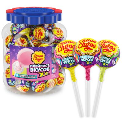 Карамель Chupa Chups XXL Плейлист вкусов, 29г, банка 60шт